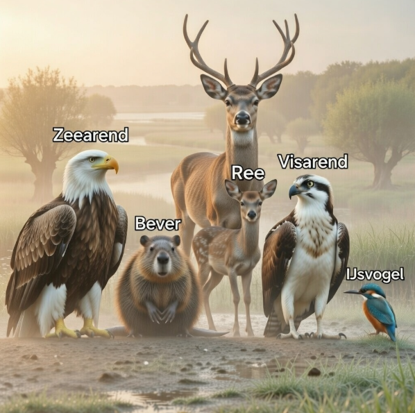 Promobeeld voor de Big Five van de Biesbosch Wake Up Walk.